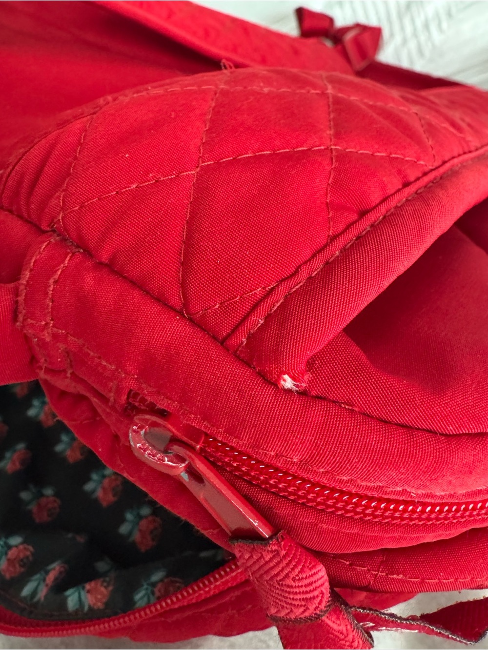 Vera Bradley Large Red Quilted Campus Backpack - Picture 5 of 6